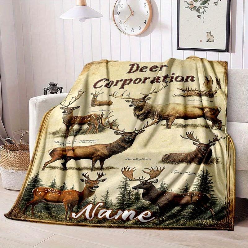 Deer Scarf Customize Your Name Blanket Warm Comfortable And Soft Blankets Are Suitable For Home Chairs Office Sofas Sofas Office Camping And Gifts For