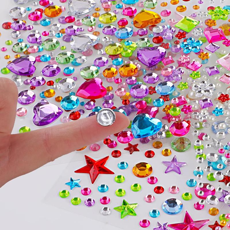 880 Bucăți Autocolante cu Mărgele Strălucitoare Strass-uri Pentru Artizanat Bijuterii Autoadezive Acrilice DIY Artizanat Autocolante Decorative cu Diamante Pentru Fete Copii