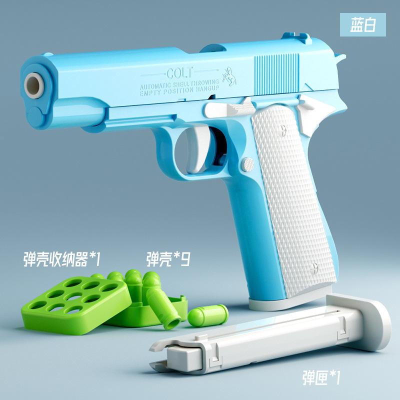 Stress Relief Simulation Model Gun Continuous Throwing Hanging Revolver Launcher Toy Gun Outdoor Play Entertainment Kids Gift