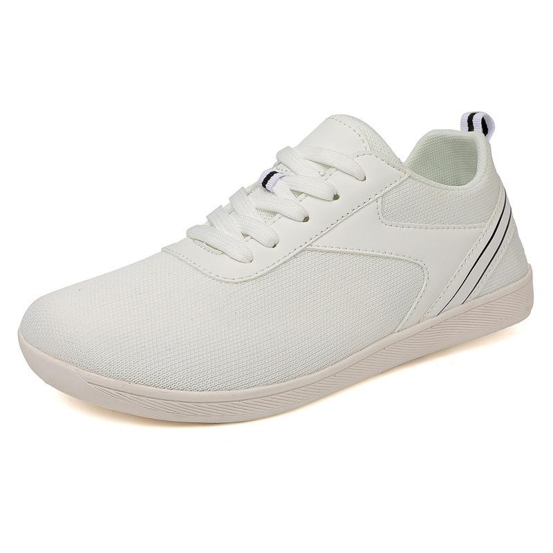 Indoor fitness men's and women's shoes Wide head walking Breathable soft sole Couple casual versatile flying woven flat foot sports casual shoes