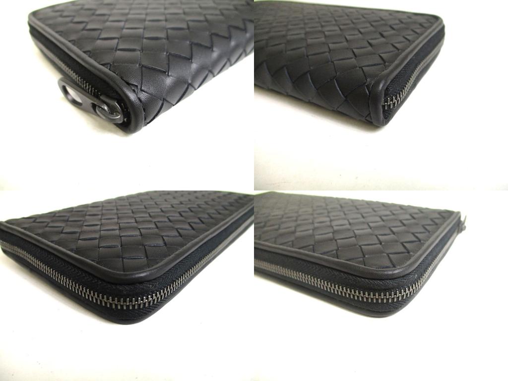 Authentic BOTTEGA VENETA Intrecciato Black Leather Round Zip Wallet Purse #a369   Refurbished