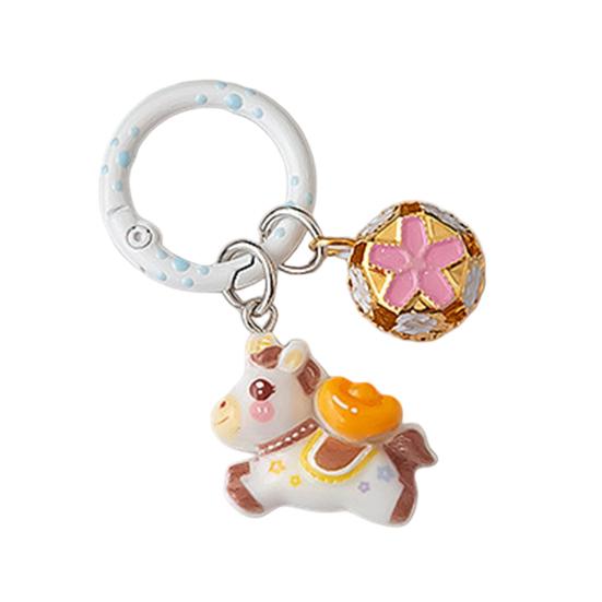 

Keychain Pendant 3D Horse Hollow Bell Key Chain with Metal Ring Lucky Charm Bags Keys Gift Accessory кавовий