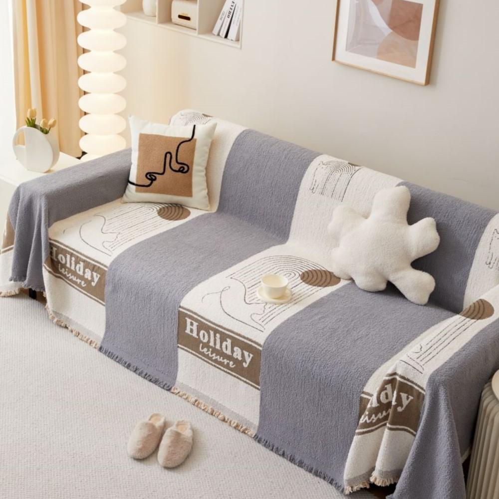Copridivano a Linea Asciugamano Tessuto Vintage Divano Quattro Stagioni Cuscino Divano Blocco Colore Asciugamano Copertura Totale Coperta