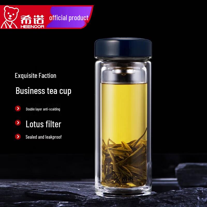 Heenoor Double-Wall Insulated Portable Glass Tea Tumbler