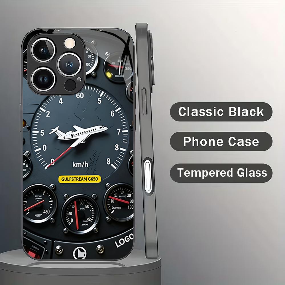 Fashion dashboard pattern tempered glass phone case suitable for iPhone 17 16 15 14 13 12 11 Pro Max Plus shockproof back cover
