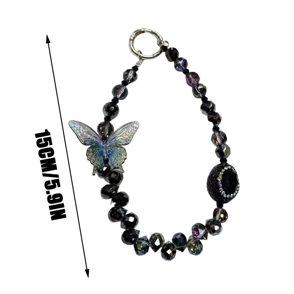 Luxurious Crystal Butterfly Bead Mobile Phone Lanyard Fashionable Handmade Bracelet Keychain Accessory Decoration