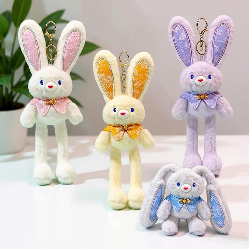 30cm Pull-Out Rabbit Keychain Plush Toy Cute Soft Stuffed Animal Bunny Doll Creative Backpack Clutches Pendant Kid Girl Boy Gift