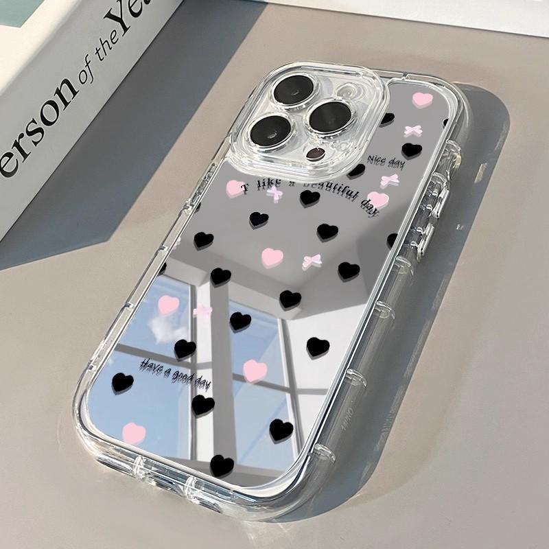 Mirror Full Screen Love Flowers for IPhone16pro Max for Apple 14 Mobile Phone Case European and American 17Pro Korean Style