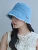 Olinkeompeulliteu Frayed Ham Moon Bucket Hat (Light Blue)