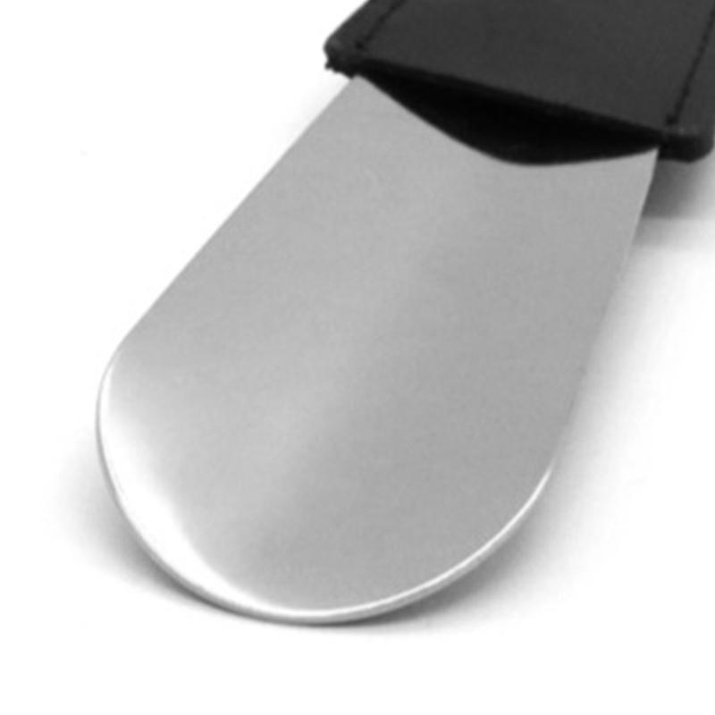 Stainless Steel Shoe Horn With Leather Strap and Keychain Compact Portable Design For Travel Kids Elderly Footwear Aid