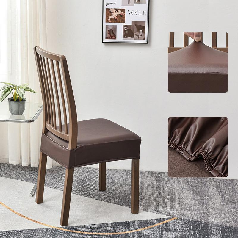 Elastic Square Chair Cover Waterproof PU Leather Home Dining Chair Seat Cover Decor Dust Slipcover Stool Cushion Removable