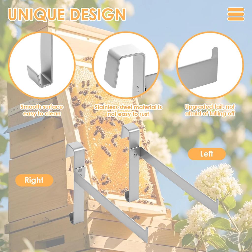 4 szt. Stal nierdzewna Uchwyt na ramkę ula Wspornik ramki do pszczelarstwa Narzędzie Wspornik Pudełko na pszczoły Sprzęt Artykuły ogrodowe