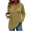 Women's Casual Long Sleeve Hooded V-Neck Loose Fit Top Color