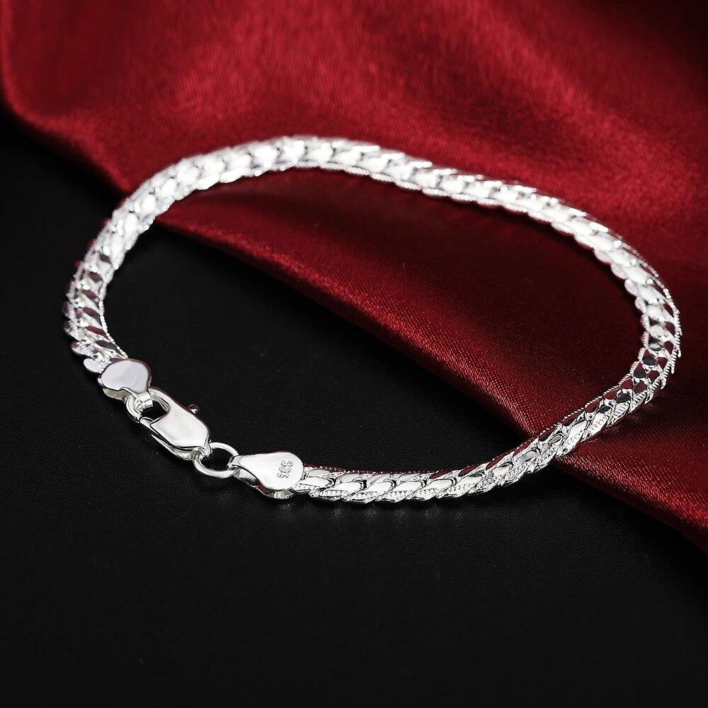 

Classic charms 5MM sideways chain 925 sterling silver Bracelets for man women Luxury Fashion jewelry Wedding party gifts