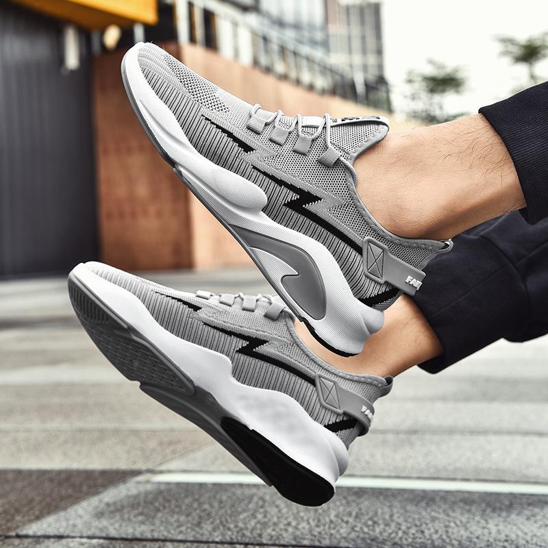 Men's sneakers 2021 winter new casual shoes men's shoes fly-woven sneakers trendy men's mesh running shoes