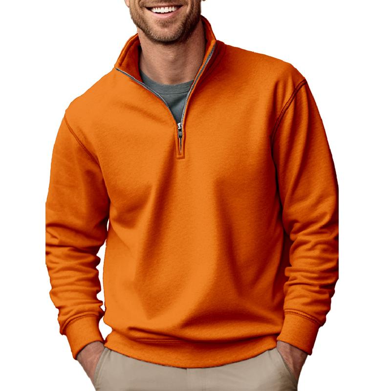 New Men's Hoodie Casual Zipper Stand Collar Thick and Fleece Solid Color Men's Hoodie