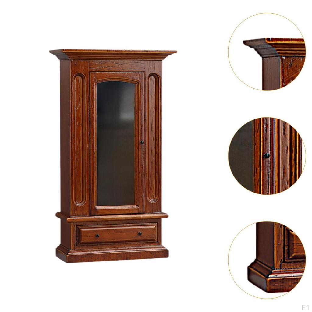 Miniature Dollhouse Furniture Doll Armoire Wooden Wardrobe Decorative Accessories Micro