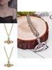 Elegant And Luxurious Saturn Necklace For Women Geometric Design With Sparkling Inlaid Diamonds