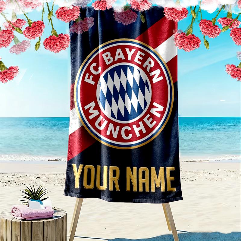 Custom Name Bayern Munich Print Beach Towel, Large Soft Quick Dry Towel for Beach Camping Swimming