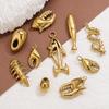 Yori 5PcsStainless Steel Casting Marine Animal Octopus Shark Crab Gold Pendant Ocean Series DIY Necklace Bracelet Jewelry