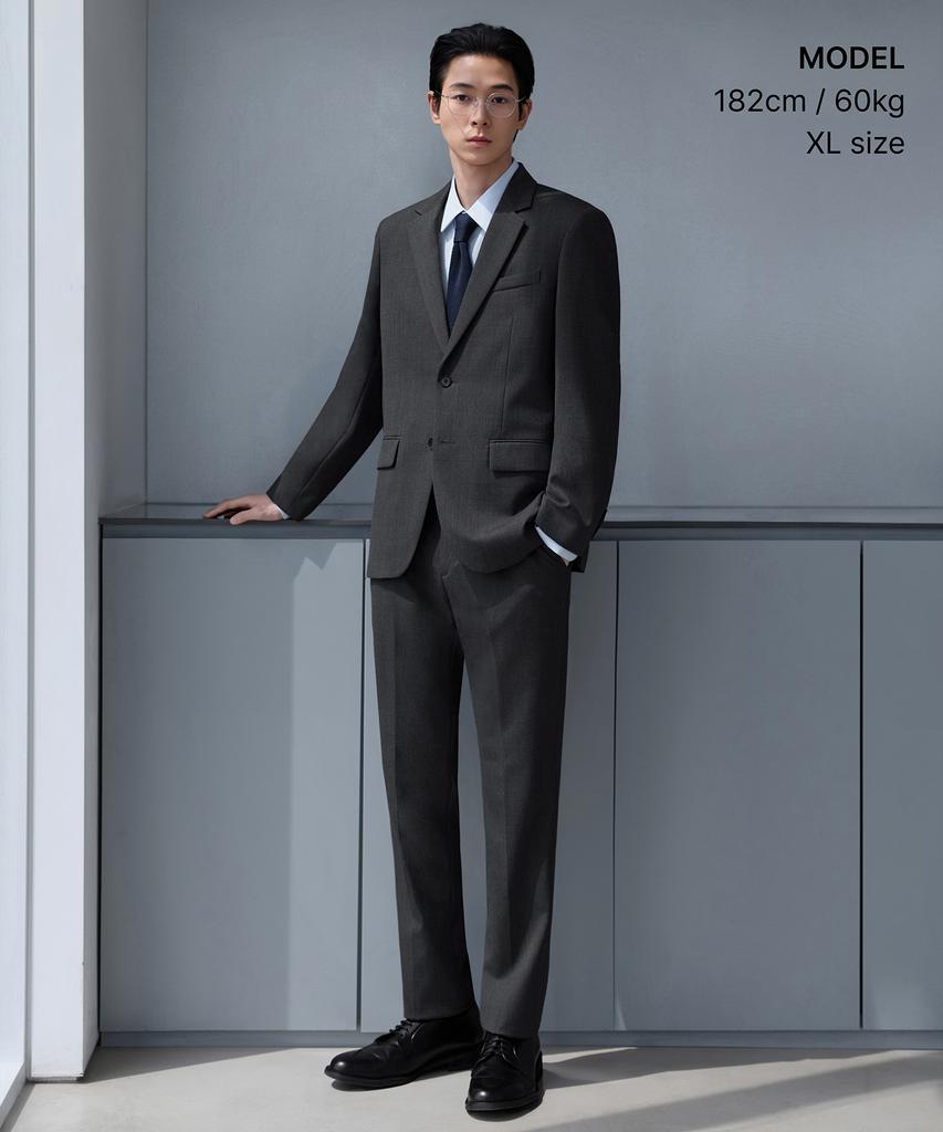 Musinsa Standard Wool Blend Relaxed Basic Blazer [Medium Grey]