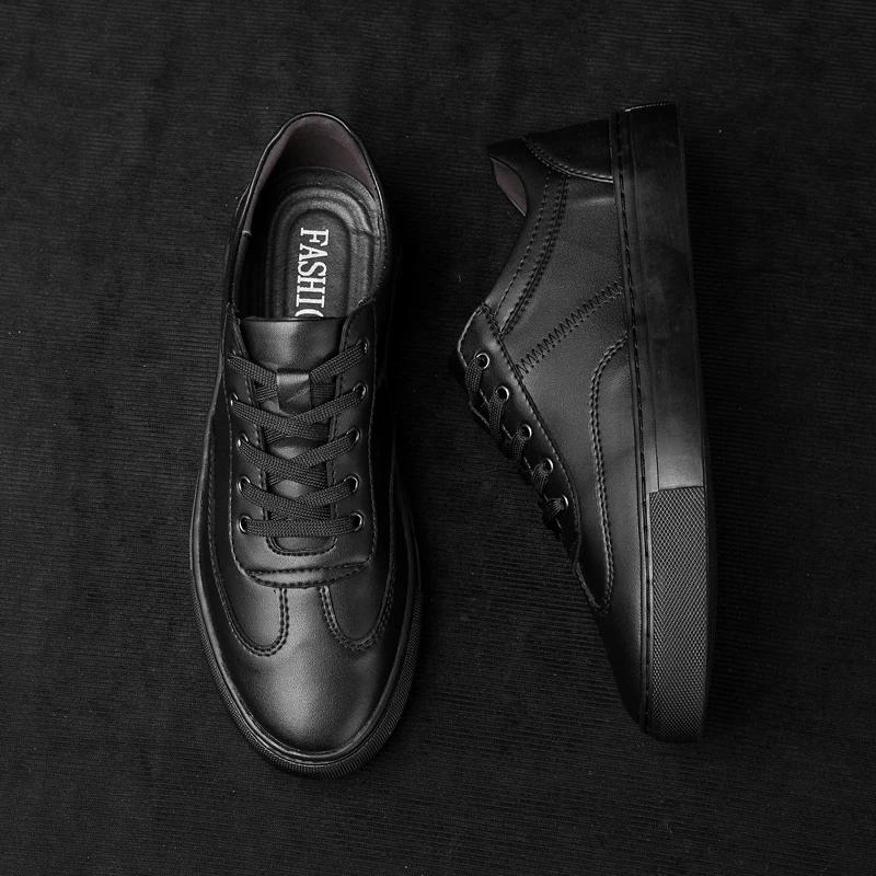 Spring Men's Genuine Leather Casual Shoes Simple Commuting Men's Oxford Shoes Thick Soled Versatile Work Shoes Big Size  35-49