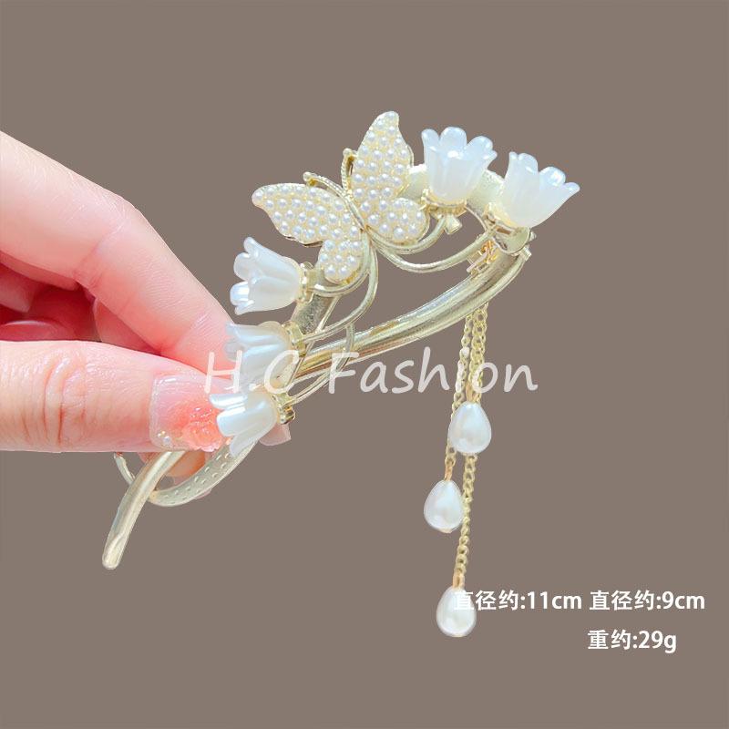 Trendy Personal Flower Hairpins Women Pearl Hair Clips Accessories Temperamental Alloy Hair Accessories