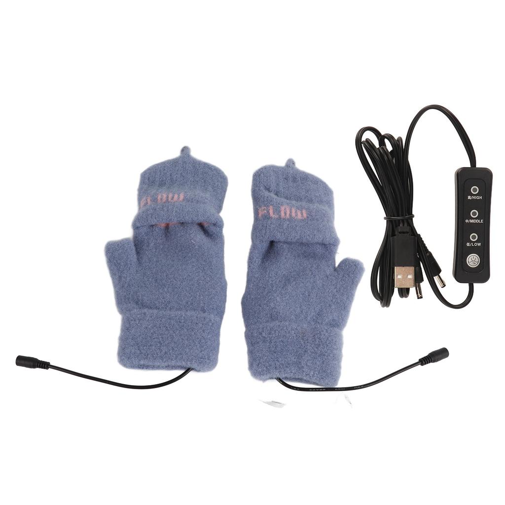 Beheizte Fäustlinge Doppelseitige Heizung Halbfingerlose Heizstrickhandschuhe für den Winter