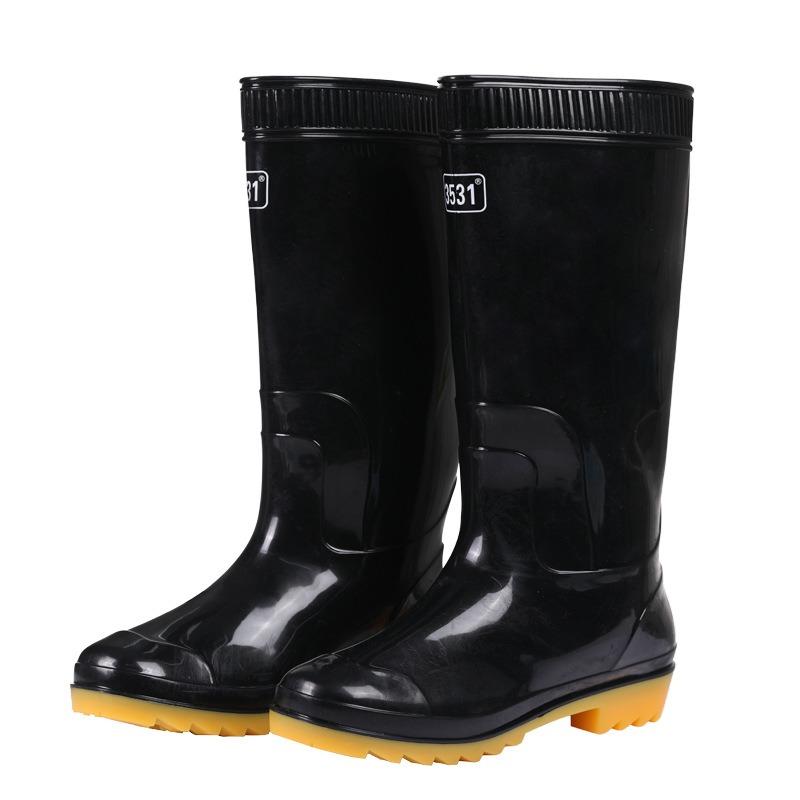 

3 tall rain shoes men 1 thickened rain boots car wash waterproof and non-slip water shoes beef tendon sole labor insurance 39
