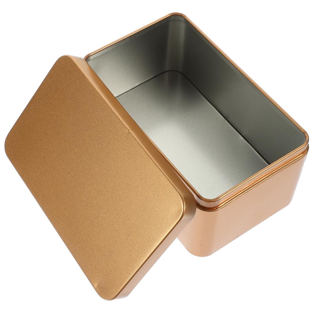 Rectangular Tinplate Box Portable Mini Tea Leaf Storage Container Candy Organizer Home Storage Box 13x8x6cm Silver Metal Smooth