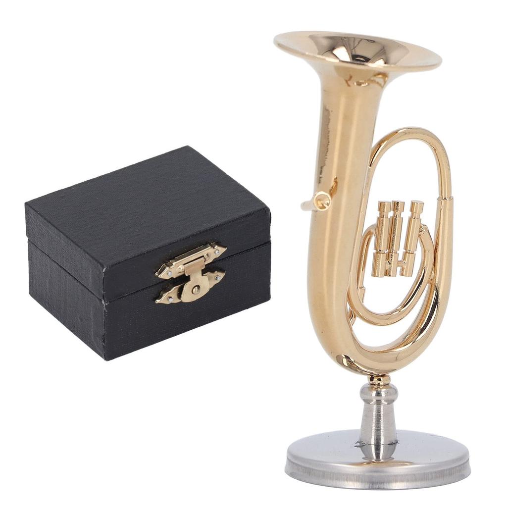 Akozon Miniature Tuba Model Instrument - Brass Gold Plated Euphonium MiniTuba Model Accessory - Gift for Music Lovers