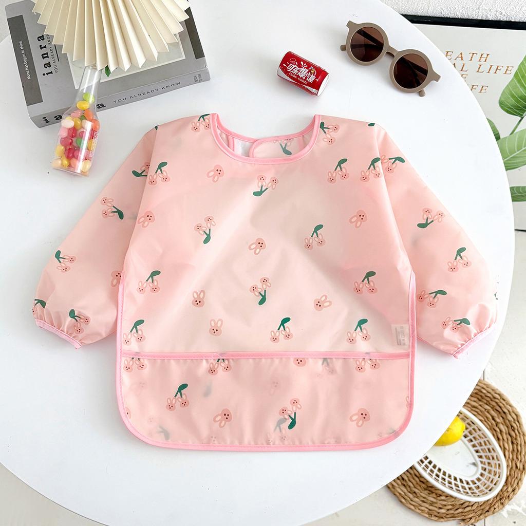 New Baby Bibs Cute Colorful Cartoon Waterproof Bib Infant Eating Children Drawing Long Sleeve Apron Self Feeding Baby 0-3 Years