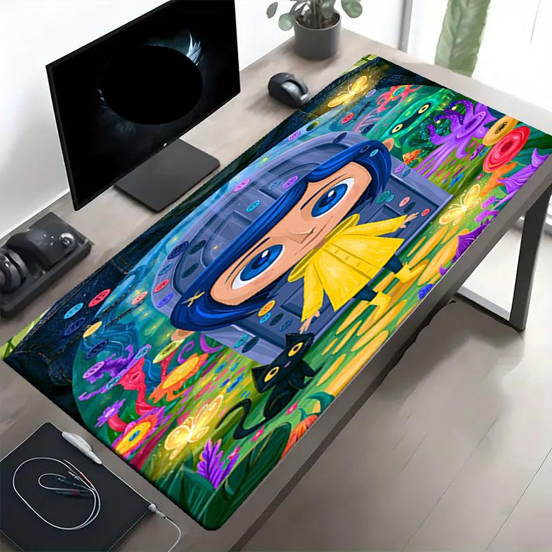 Coraline Print Mouse Pad, Anti‑Slip Desktop keyboard Mat, for PC Laptop Gaming Working Daily Use, Cool Festival Surprise Gift