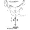 2-teilige Mode Retro Spitze Kreuz Anhänger Halskette Doppellagig Stern Fransen Perle Damen Choker Halskette
