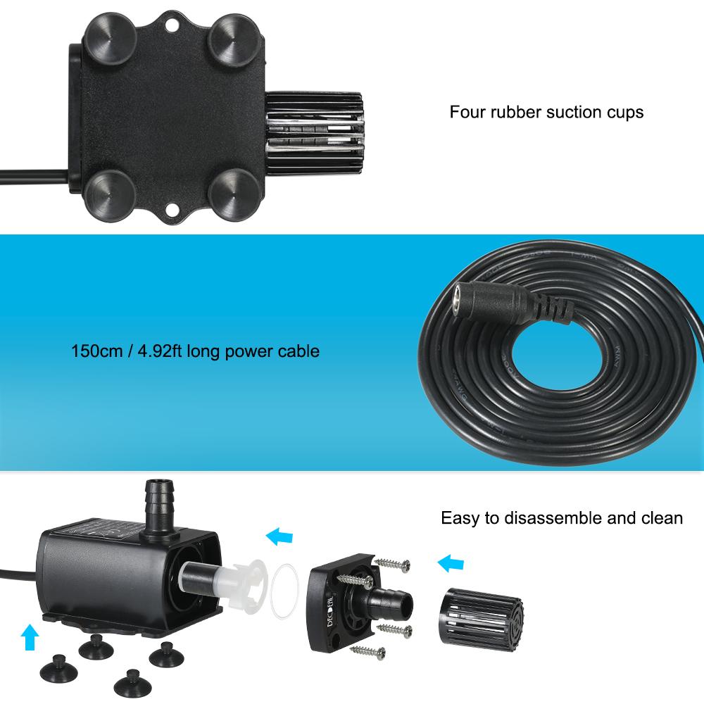 Decdeal Ultra-Quiet Mini Dc12V 6W Brushless Water Pump With 5.5*2.1Mm Female Waterproof Submersible Fountain Aquarium Circulatin