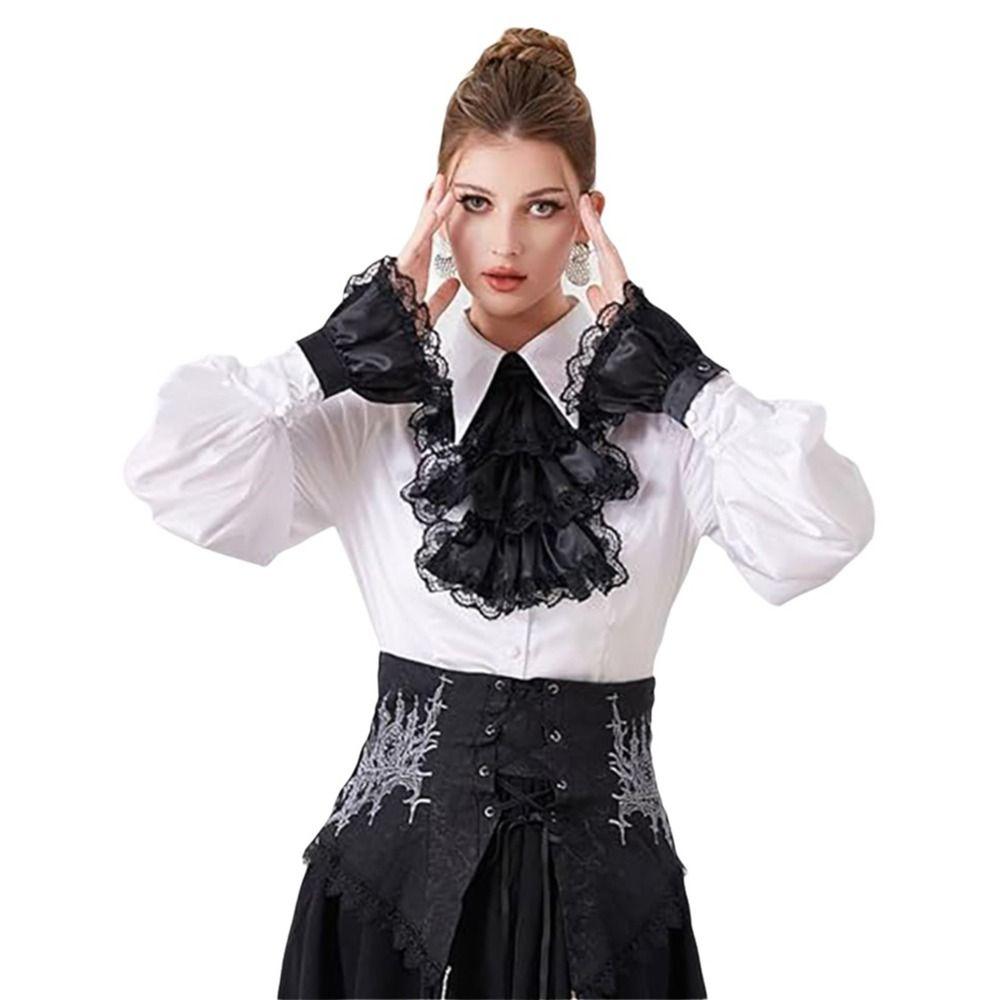 Gekräuseltes viktorianisches Spitzenjabot Viktorianischer Stil Kragen Manschetten Set Zubehörset Cosplay-Zubehör