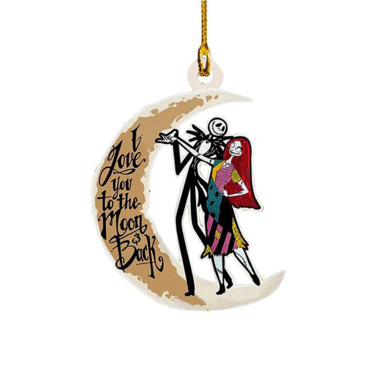 Nightmare Before Christmas Jack Sally Xmas Tree Pendant Halloween Decor Acrylic Gift