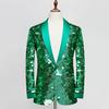 Mens High-End Green Round Sequined Blazers Suit Jacket