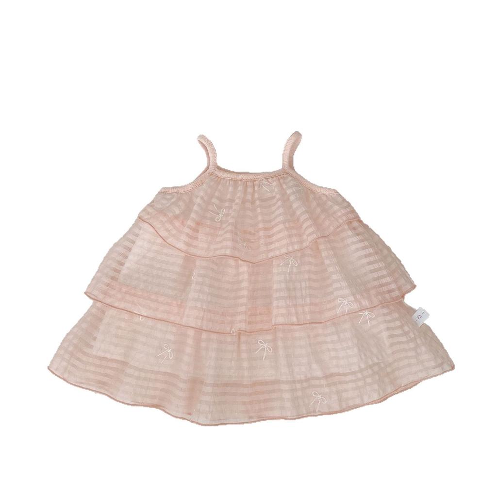 Girls Spaghetti Strap Tiered Dress with Bow Cute Summer Princess Dress