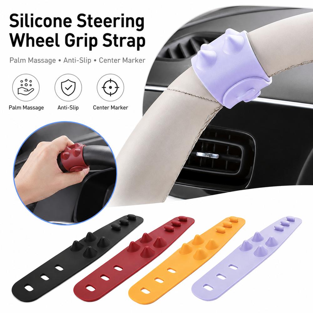 Palm Relief Grip Steering Wheel Wrap Cover Silicone Alignment Marker Reminder  Motorcycle