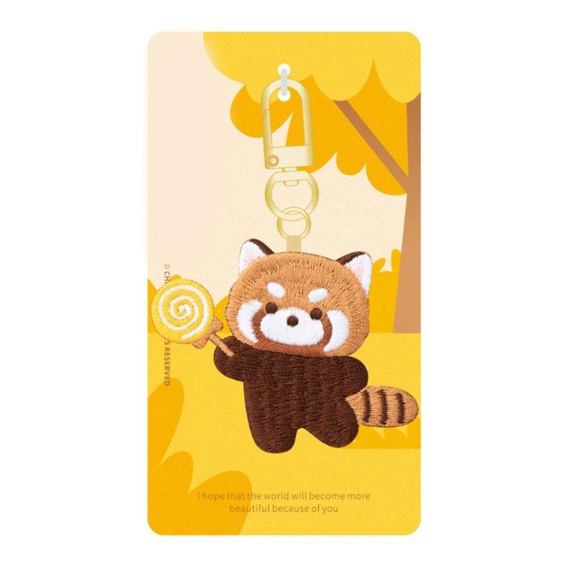 Двусторонняя вышитая брелок-животное Милый мультяшный маленький подвеска-панда Брелок Шарм для сумки Рюкзак Ювелирный аксессуар