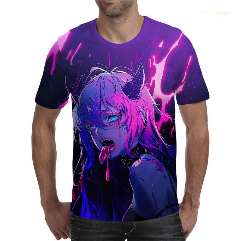 Summer Short Sleeved T-shirt Creative Anime 3D Printed Loose Top for Men's Clothing Shirt