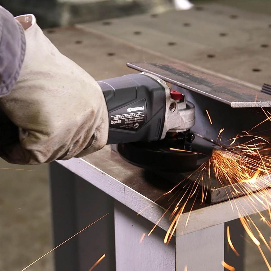 Kyocera Professional Cordless Disc Grinder DG181 Unit Battery and Carrying Case Sold 629800B Black Paddle Switch and Slim Grip Reduce Operator 18V