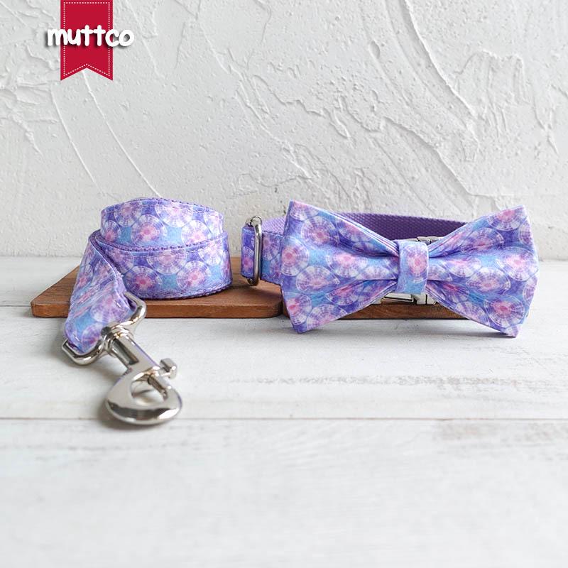 MUTTCO Purple Jellyfish Pet Collar and Leash Set UDC-138 XL