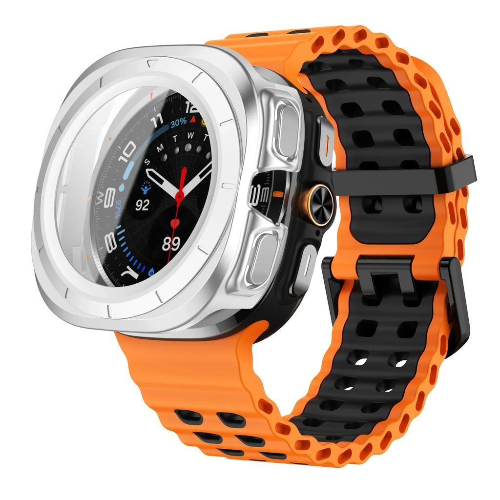 Case+Strap for Samsung Galaxy Watch 7 Ultra 47mm Sport Silicone Band Bracelet PC Case Protective Cover for Galaxy Watch 7 Ultra