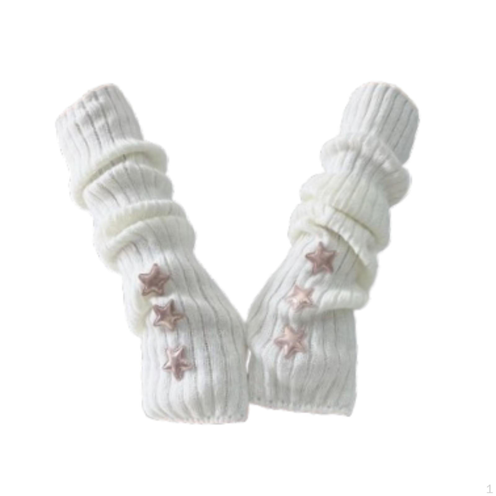 

Рукава теплые Модные рукава с отверстием для большого пальца теплые запястья длинные перчатки без пальцев white with star