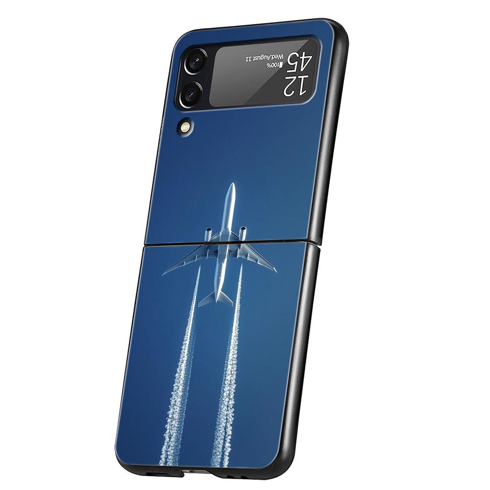 Aircraft Airplane cool Phone Case For Samsung Galaxy Z Flip 3 4 5 6 7 Hard Folding PC For Samsung Z Flip3 Flip4 Flip5 Cover