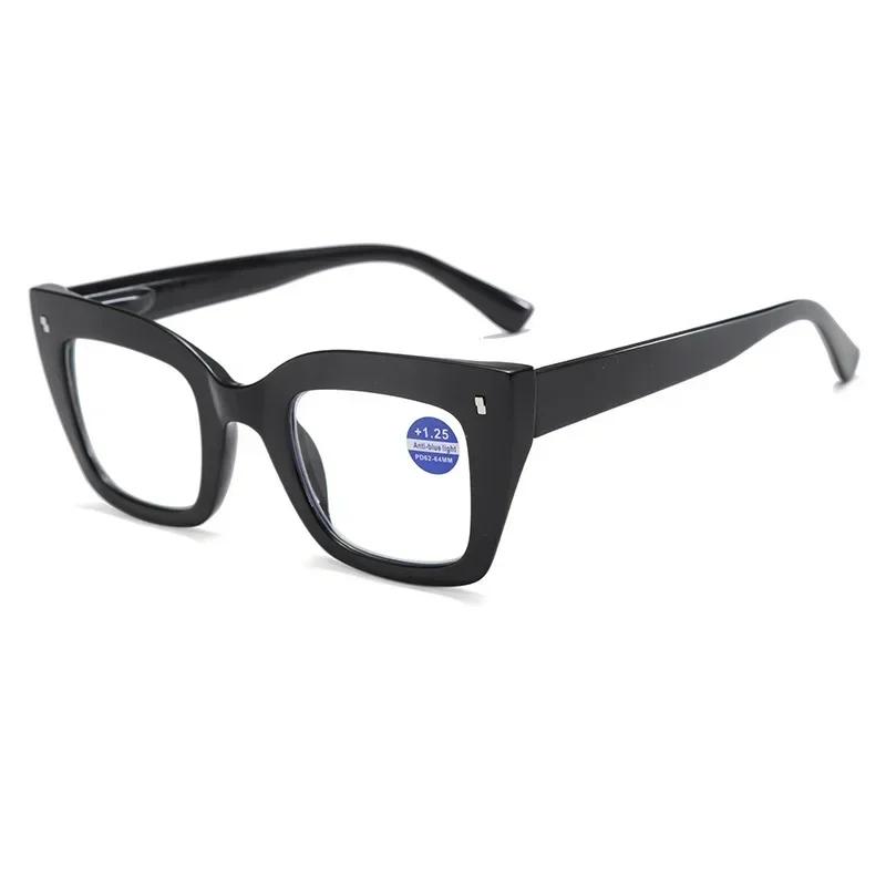 

Новые очки для пресбиопии с большой оправой, HD, прочные, модные и элегантные, многоцветные, с нейтральными прозрачными линзами, очки против синего света +4.0