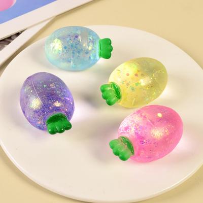 1/2/3/4Pcs Mini Radish Squeeze Toy Stress Relief Clear Glitter Radish Stress Sugar Ball Sensory Toy Decompression Fidget Toy Party