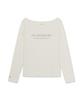 Emelbi Women'S Boat Neck Lettering Long Sleeve T-Shirt Ny (Cream)